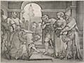 Christ and the Adulterous Woman Original Engraving by Georg Pencz