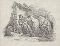 The Sleeping Horseman Original Drawing by the French artist Jean Babtist Eugene Reverdy also listed as Jean Babtist Eugene Reverdy