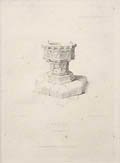Knaith Lincolnshire Ancient Baptismal Fonts Original Engraving by the British artists Robert Roberts and Francis Simpson