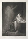 Julius Caesar Act IV Scene III Brutus' Tent in the Camp near Sardis Brutus and the Ghost of Caesar Original Engraving by Edward Scriven designed by Richard Westall from the Shakspeare Gallery by John Boydell London