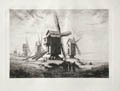 Moulins dans le Pas de Calais Windmills in the Pas de Calais Original Etching and Drypoint Engraving by the French artist Alexandre Sege published for the Societe des Aqua Fortistes Eaux Fortes Modernes by A Cadart and Luquet