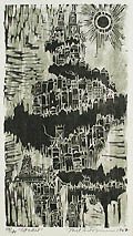 Citadel Original Woodcut by the American artist Mel Silverman also listed as Melvin Frank Silverman
