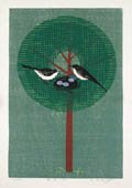 Sparrow Inn Original Woodcut by Shiro Takagi