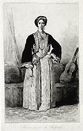 Femme Mariee de Belgrade Married Woman from Belgrade Original etching by the 19th century French artist Theodore Valerio