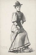 Full Length Portrait Study Original Drawing by Joseph Walter also listed as Joseph H. Walter