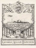 Ex Libris George Allan Hancock Oceanographic Research Vessel Velero Original Engraving by the American artist James Webb
