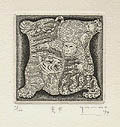 Monkey and Tiger Original Miniature Etching by the Japanese artist Akio Yamao