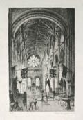 Cathedral Interior Original Drypoint Engraving by the German artist Ernst Zipperer